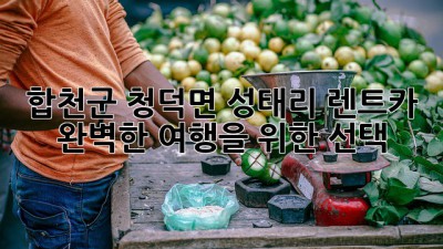 합천군 청덕면 성태리 렌트카: 완벽한 여행을 위한 선택